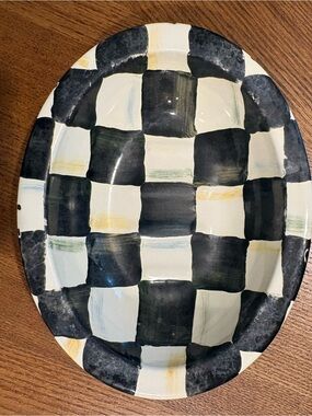MacKenzie-Childs Black & Cream Check Bath Trinket Dish